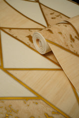 Light Brown Abstract  Design with Golden pattern Wallpapers  Design Not Self Adhesive 53 Cm X 1000 Cm for PVC Vinyl Coated for  Wall Bedroom Living Room Latest Stylish for Home Decoration (Light Brown & Golden  , 57 Sqft Roll) (NW-05)