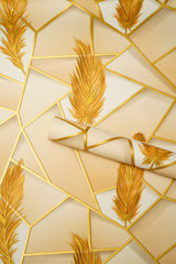 Light Cream Abstract with Golden Leaf  Design  Wallpapers  Design Not Self Adhesive 53 Cm X 1000 Cm for PVC Vinyl Coated for  Wall Bedroom Living Room Latest Stylish for Home Decoration (Light Cream & Golden  , 57 Sqft Roll) (NW-06)