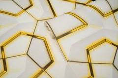 White 3d Geometric Design  with Golden Stripes  Design Not Self Adhesive 53 Cm X 1000 Cm for PVC Vinyl Coated for Wall Bedroom Living Room Latest Stylish for Home Decoration (White & Golden , 57 Sqft Roll) (NW-29)