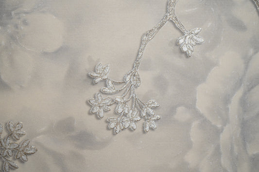 White Damask Design  with Silver Floral Design Not Self Adhesive 53 Cm X 1000 Cm for PVC Vinyl Coated for  Wall Bedroom Living Room Latest Stylish for Home Decoration (White & Silver , 57 Sqft Roll) (NW-36)