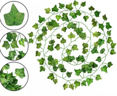 Infidecor Artificial Ivy Silk Garland Leaf Creeper (Pack of 12 Creepers) for Home Decoration, Wall Hanging, Special Occasion Decoration, Party Decoration, Office Decoration (7.5 Feet Each), Green