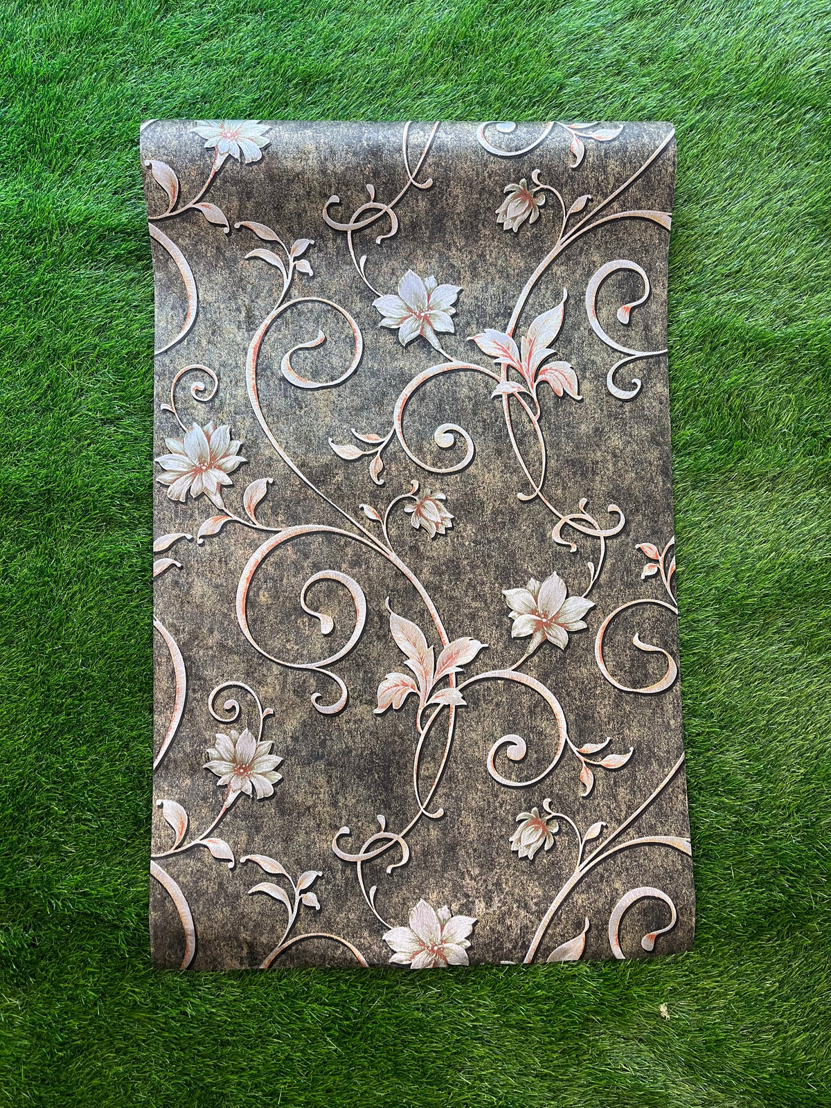 Grey Floral  Pattern   Not Self Adhesive 53 Cm X 1000 Cm for PVC Vinyl Coated for Wall Bedroom Living Room Latest Stylish for Home Decoration ( 57 Sqft Roll) (AW-08)