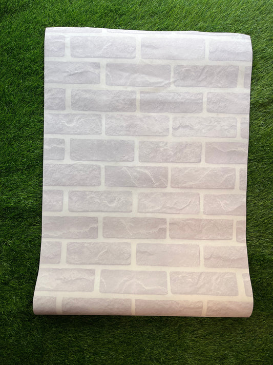 White Bricks  pattern  Not Self Adhesive 53 Cm X 1000 Cm for PVC Vinyl Coated for Wall Bedroom Living Room Latest Stylish for Home Decoration ( 57 Sqft Roll) (AW-12)