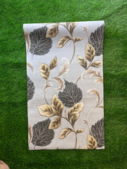 Grey Floral Design with golden and black leaf  Pattern Design with golden leaf  Design  Not Self Adhesive 53 Cm X 1000 Cm for PVC Vinyl Coated for Wall Bedroom Living Room Latest Stylish for Home Decoration ( 57 Sqft Roll) (AW-20)