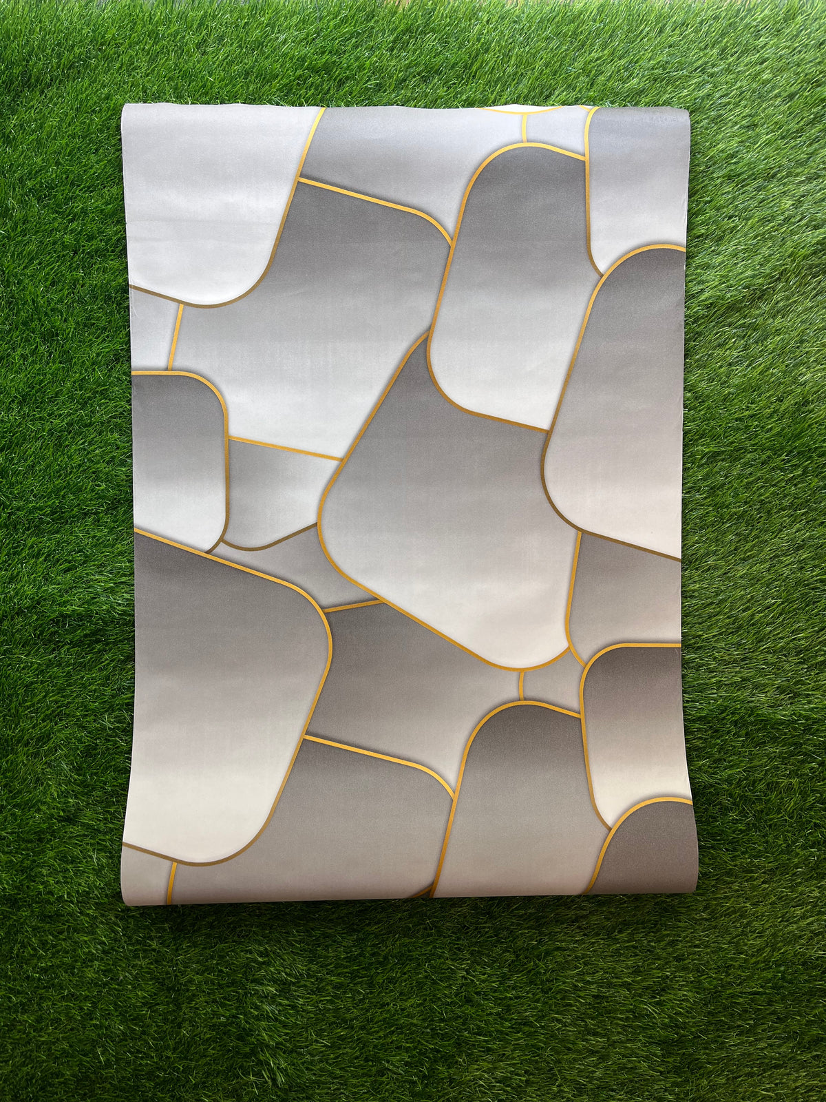 Grey & Gold  Pattern Design Not Self Adhesive 53 Cm X 1000 Cm for PVC Vinyl Coated for Wall Bedroom Living Room Latest Stylish for Home Decoration ( 57 Sqft Roll) (AW-29)