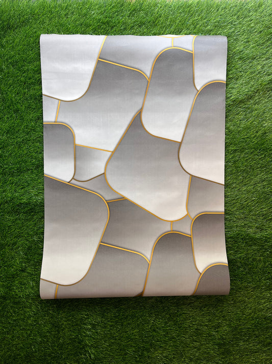 Grey & Gold  Pattern Design Not Self Adhesive 53 Cm X 1000 Cm for PVC Vinyl Coated for Wall Bedroom Living Room Latest Stylish for Home Decoration ( 57 Sqft Roll) (AW-29)