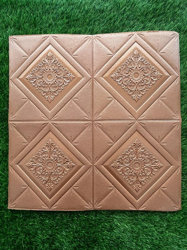 3D Brown Wallpaper for Wall PE Foam Wall Stickers Self Adhesive DIY Wall Decor (70 cmx 70cm)(Set of 5)(FS-16)