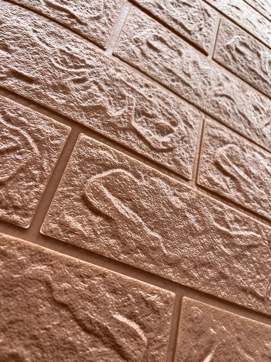 Infidecor Foam Brick Pattern Cream color 3D Wallpaper for Walls | Soft PE Foam | Easy to Peel, Stick & Remove DIY Wallpaper | Suitable on All Walls |  (70 CM x 77 CM) (Set of 5)(FS-04)