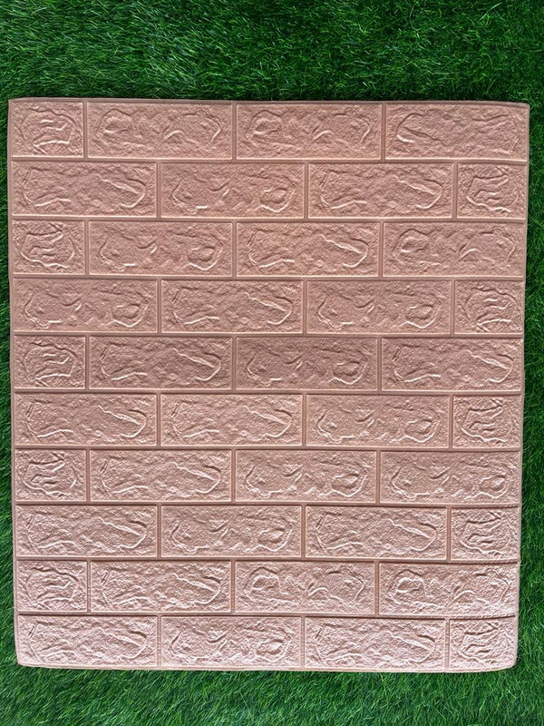 Infidecor Foam Brick Pattern Cream color 3D Wallpaper for Walls | Soft PE Foam | Easy to Peel, Stick & Remove DIY Wallpaper | Suitable on All Walls |  (70 CM x 77 CM) (Set of 5)(FS-04)