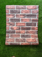 Red Bricks  pattern  Not Self Adhesive 53 Cm X 1000 Cm for PVC Vinyl Coated for Wall Bedroom Living Room Latest Stylish for Home Decoration ( 57 Sqft Roll) (AW-30)