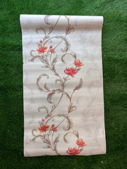 Cream Floral Design with Red & golden leaf  Pattern Design  Not Self Adhesive 53 Cm X 1000 Cm for PVC Vinyl Coated for Wall Bedroom Living Room Latest Stylish for Home Decoration ( 57 Sqft Roll) (AW-32)