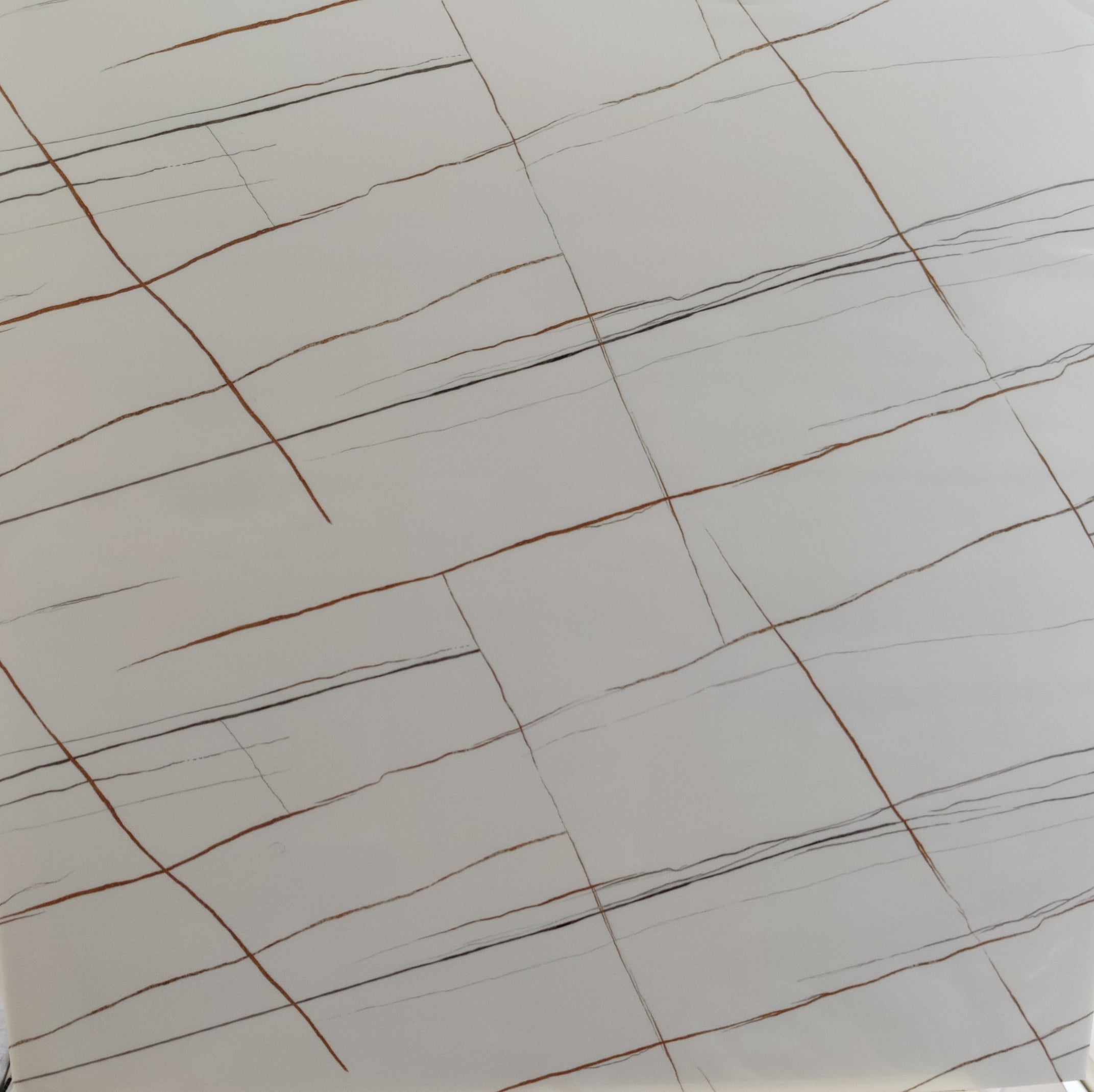 white Base With Brown & Gray Veining UV Coated Real Marble Tile Designed wall Stickers, Self Adhesive And Washable Wall Stickers For Wall Decoration (60 CM x 60 CM) ( Set Of 05 )(MS-59)