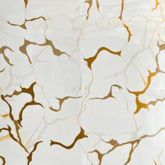 White texture with gold veining shaded UV Coated Real Marble Tile Designed wall Stickers, Self Adhesive And Washable Wall Stickers For Wall Decoration (60 CM x 60 CM) ( Set Of 05 )(MS-60)