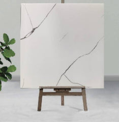 white & black line shaded UV Coated Real Marble Tile Designed wall Stickers, Self Adhesive And Washable Wall Stickers For Wall Decoration (60 CM x 60 CM) ( Set Of 05 )(MS-68)