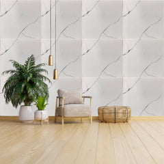 white & black line shaded UV Coated Real Marble Tile Designed wall Stickers, Self Adhesive And Washable Wall Stickers For Wall Decoration (60 CM x 60 CM) ( Set Of 05 )(MS-68)