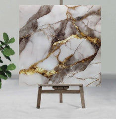 Purple & gold shaded UV Coated Real Marble Tile Designed wall Stickers, Self Adhesive And Washable Wall Stickers For Wall Decoration (60 CM x 60 CM) ( Set Of 05 )(MS-71)