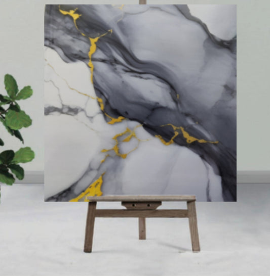 GARY & GOLD UV Coated Real Marble Tile Designed wall Stickers, Self Adhesive And Washable Wall Stickers For Wall Decoration (60 CM x 60 CM) ( Set Of 05 )(MS-73)