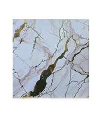 white &  gold UV Coated Real Marble Tile Designed wall Stickers, Self Adhesive And Washable Wall Stickers For Wall Decoration (60 CM x 60 CM) ( Set Of 05 )(MS-76)