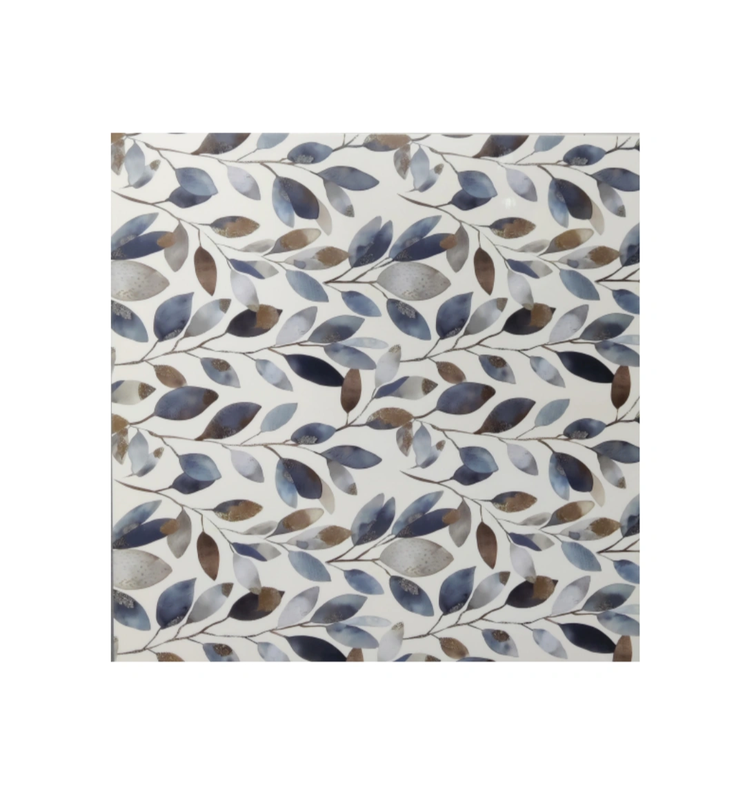 GARY Leaf UV Coated Real Marble Tile Designed wall Stickers, Self Adhesive And Washable Wall Stickers For Wall Decoration (60 CM x 60 CM) ( Set Of 05 )(MS-78)