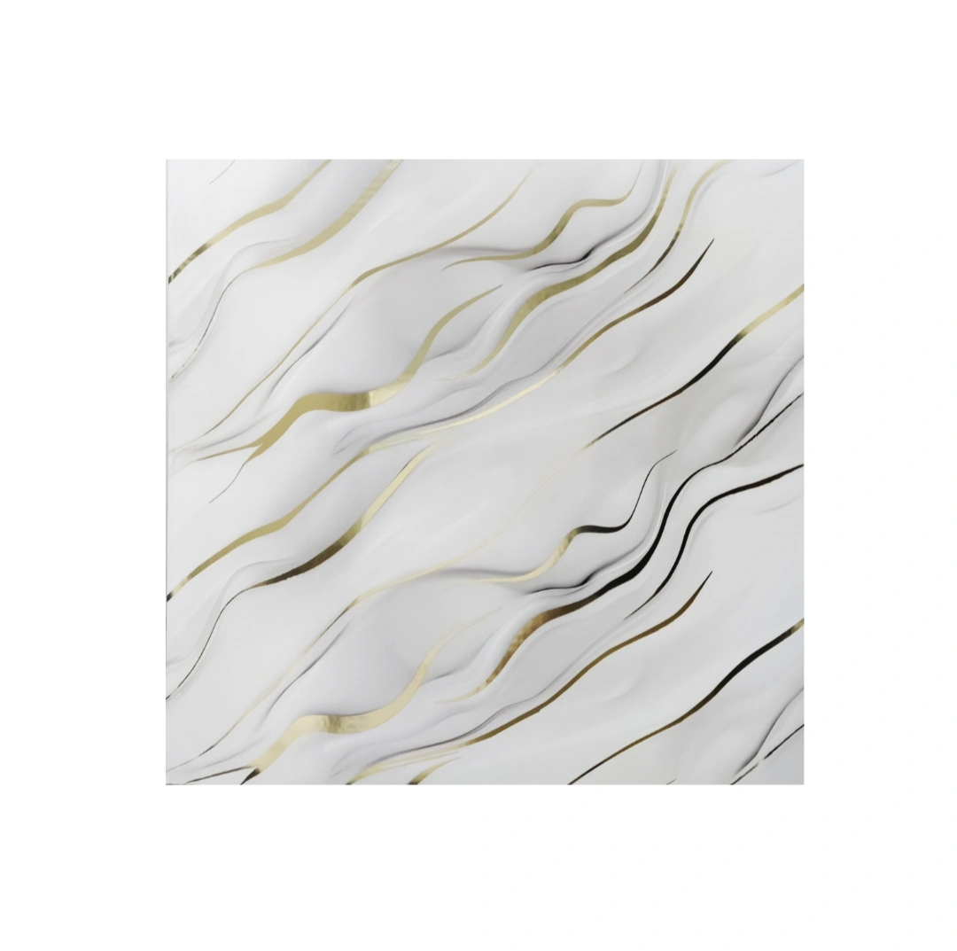 WHITE GOLD DESING UV Coated Real Marble Tile Designed wall Stickers, Self Adhesive And Washable Wall Stickers For Wall Decoration (60 CM x 60 CM) ( Set Of 05 )(MS-79)