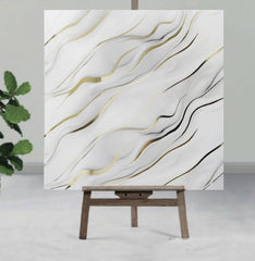 WHITE GOLD DESING UV Coated Real Marble Tile Designed wall Stickers, Self Adhesive And Washable Wall Stickers For Wall Decoration (60 CM x 60 CM) ( Set Of 05 )(MS-79)