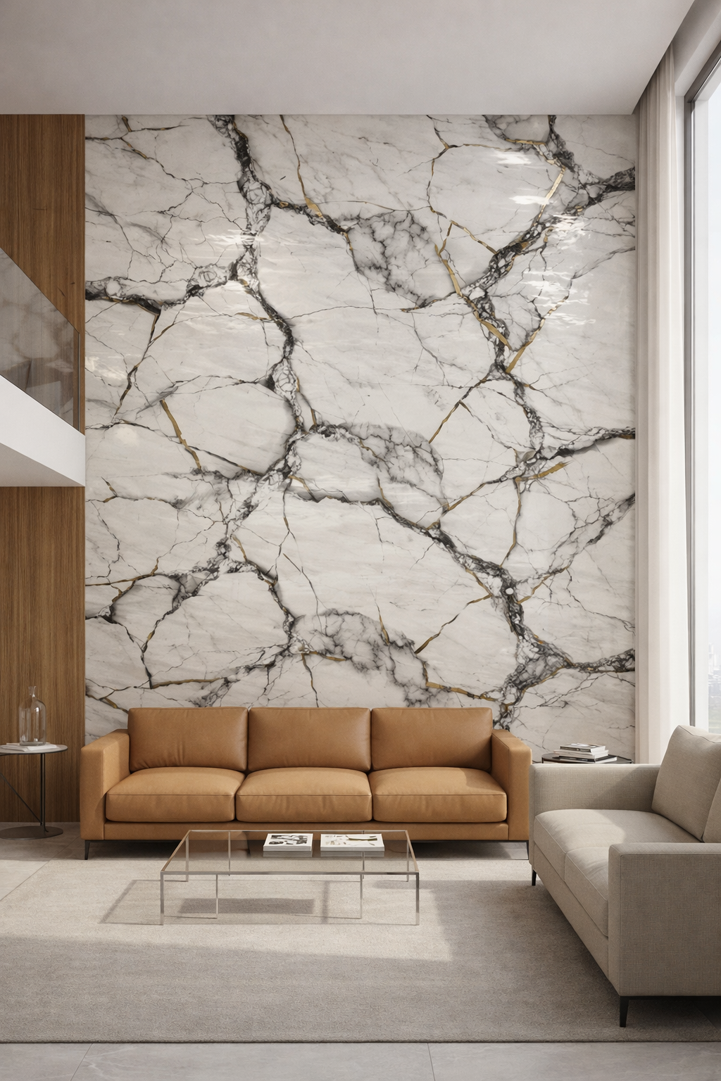 white & gray UV Coated  Self Adhesive Real Marble finished Wallpaper Roll For Hall, Bedroom, Hotel And Cafe Décor | Washable and Waterproof Marble Wallpaper Roll( Length 110 INCH x Width 48  INCH)(MSR-113)