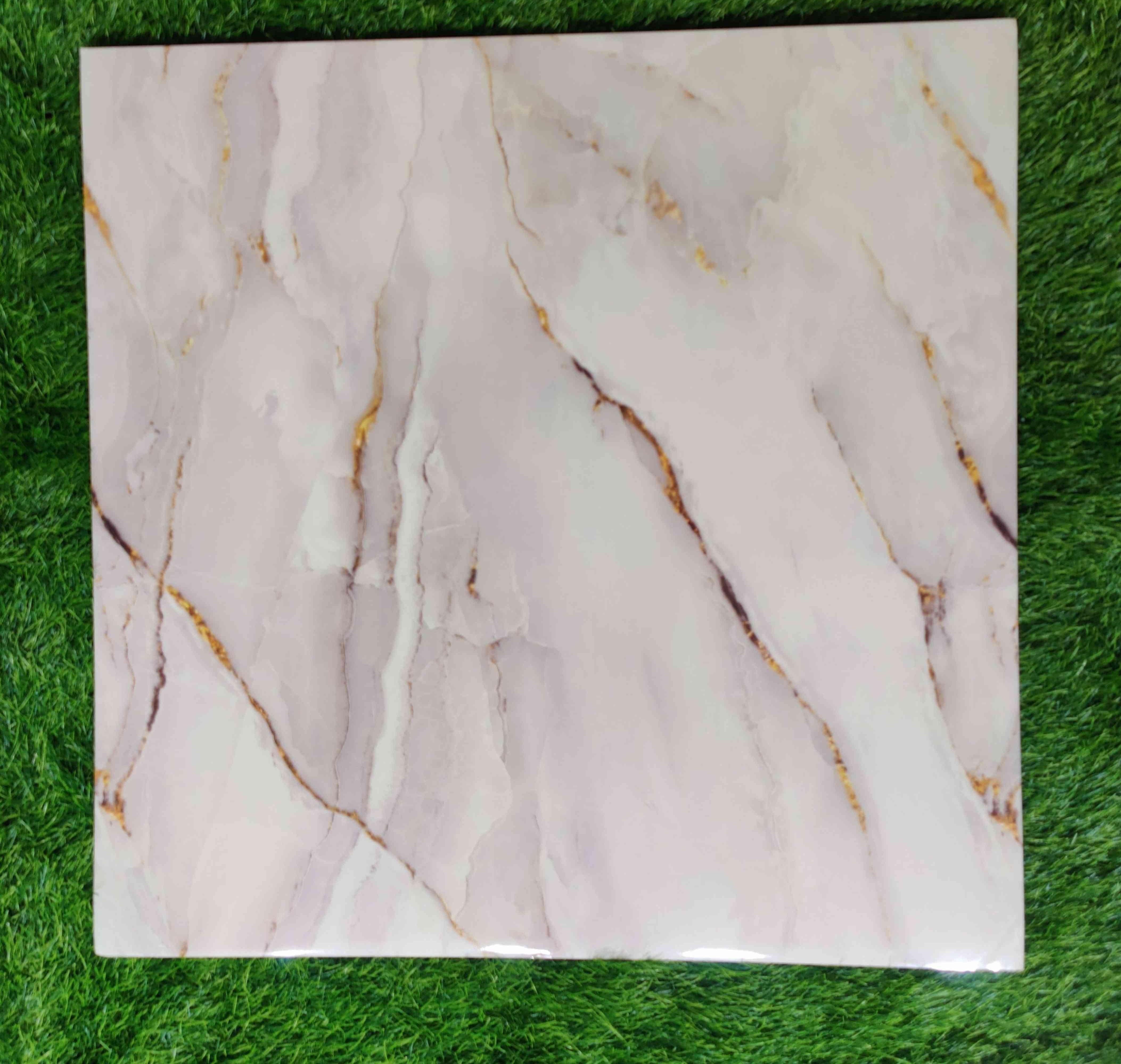 White   UV Coated Real Marble Tile Designed wall Stickers, Self Adhesive And Washable Wall Stickers For Wall Decoration (60 CM x 60 CM) ( Set Of 05 )(MS-51)